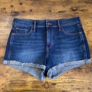Hollister Dark Denim High-Rise Short Cuffed Shorts